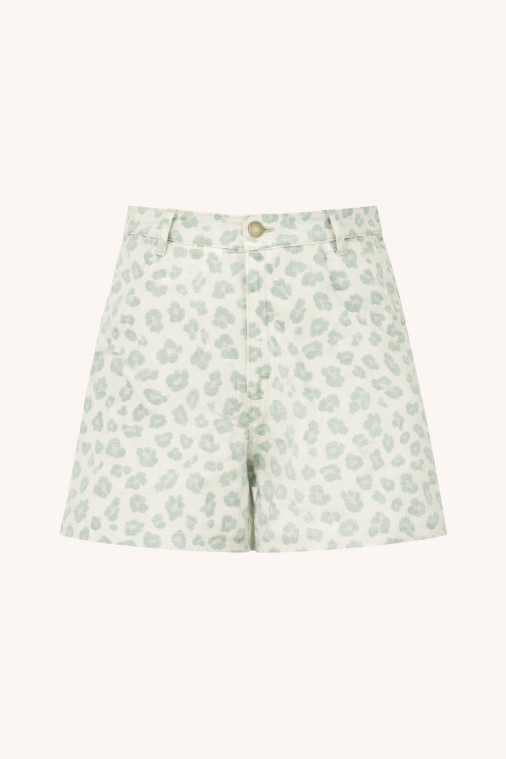 By-Bar June Green Cheetah Shorts Damen Print leo grün